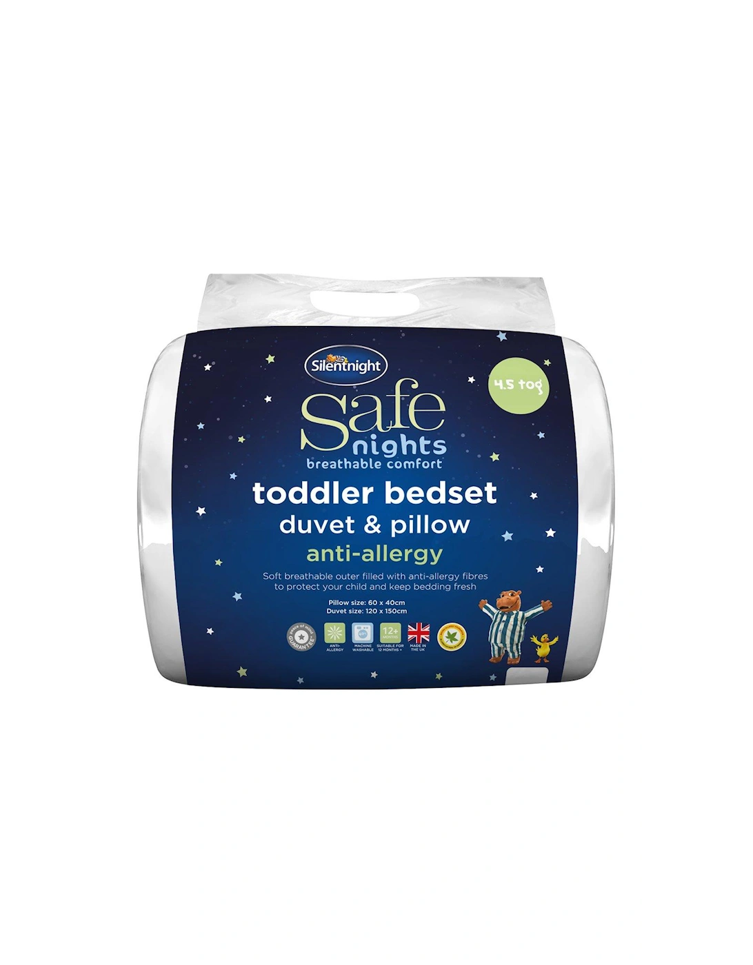 Safe Nights Anti-allergy Toddler Bedset, 4.5 tog Duvet & Pillow, 2 of 1