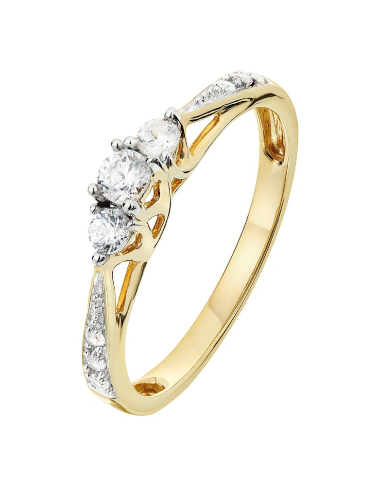 9ct Gold 23 Point Diamond Trilogy Ring