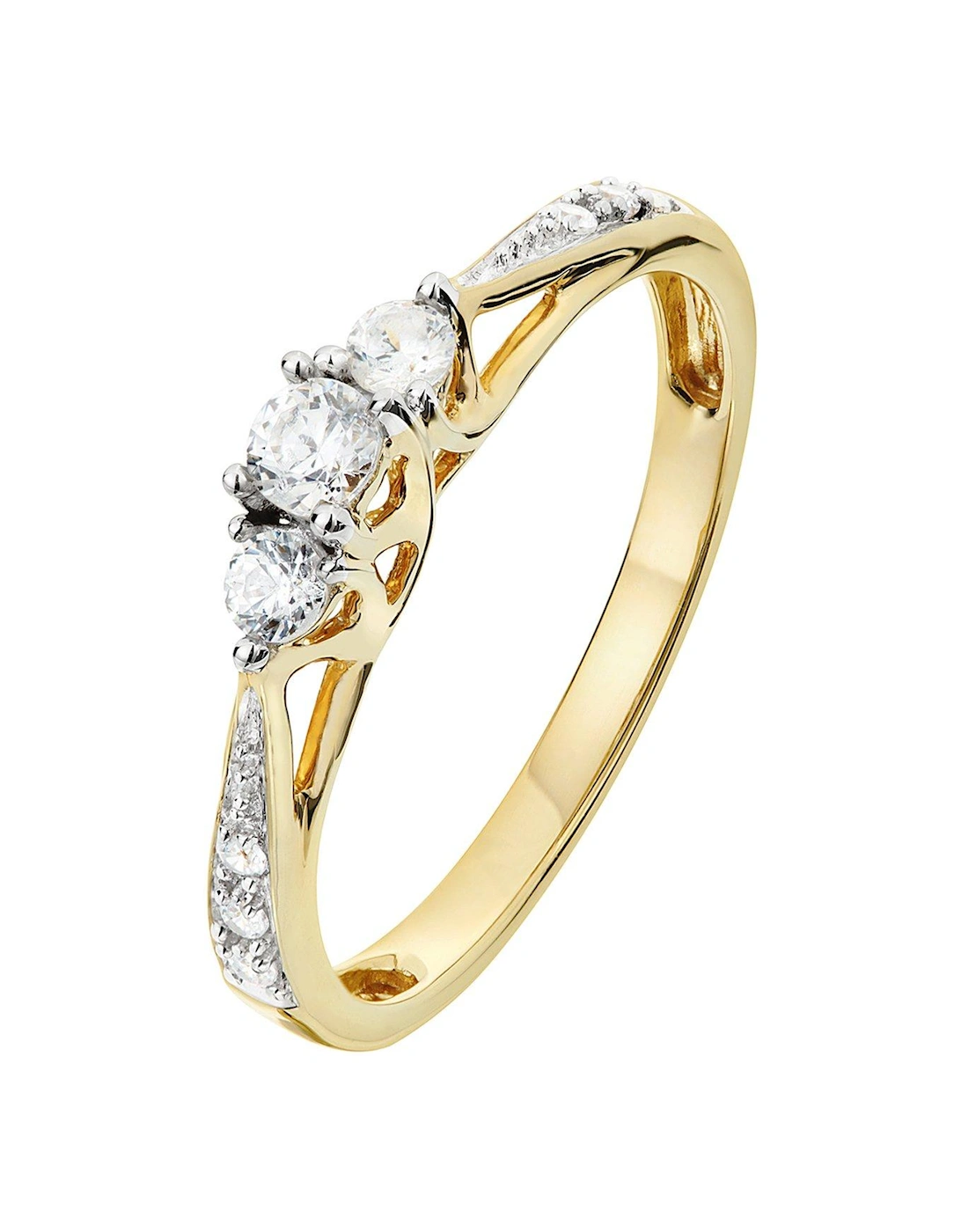9ct Gold 23 Point Diamond Trilogy Ring, 2 of 1