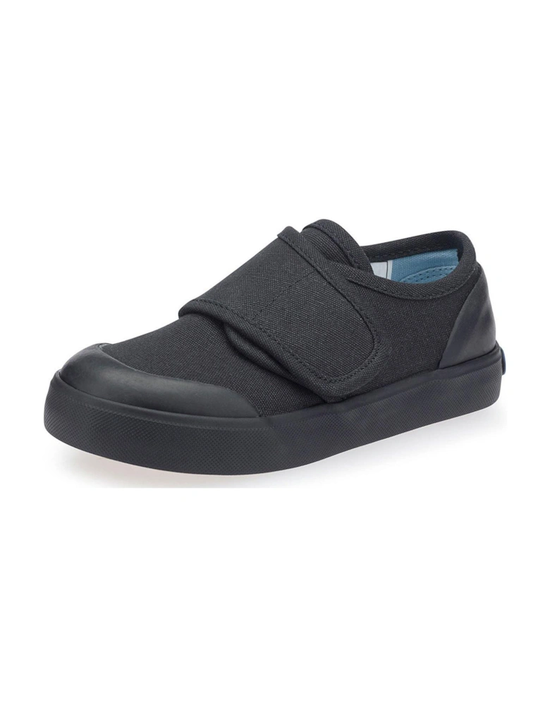 Skip Unisex Easy Riptape Lightweight School PE Plimsolls - Black Canvas