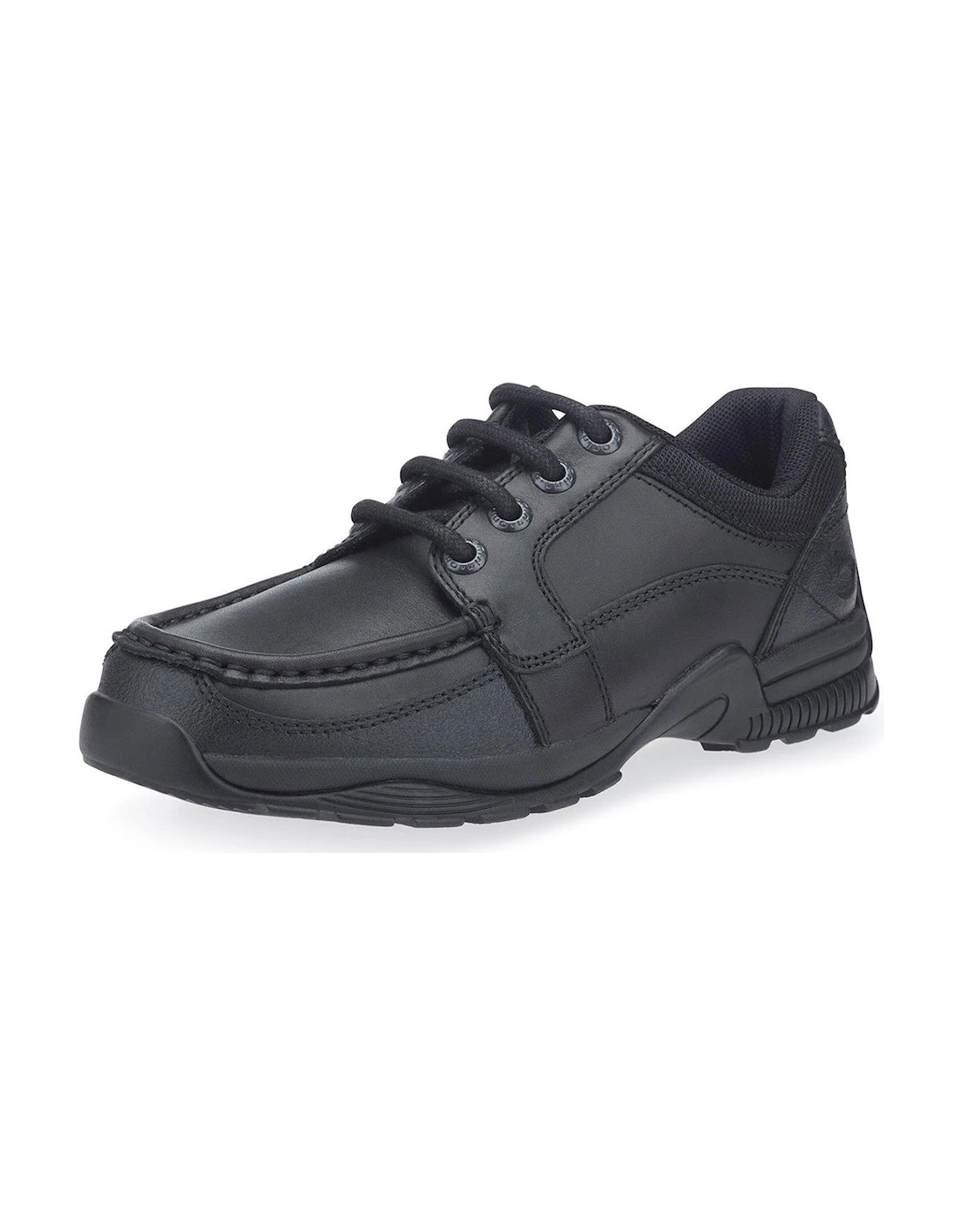 Dylan Leather Lace Up Boys Durable Rhino School Shoes - Black, 7 of 6