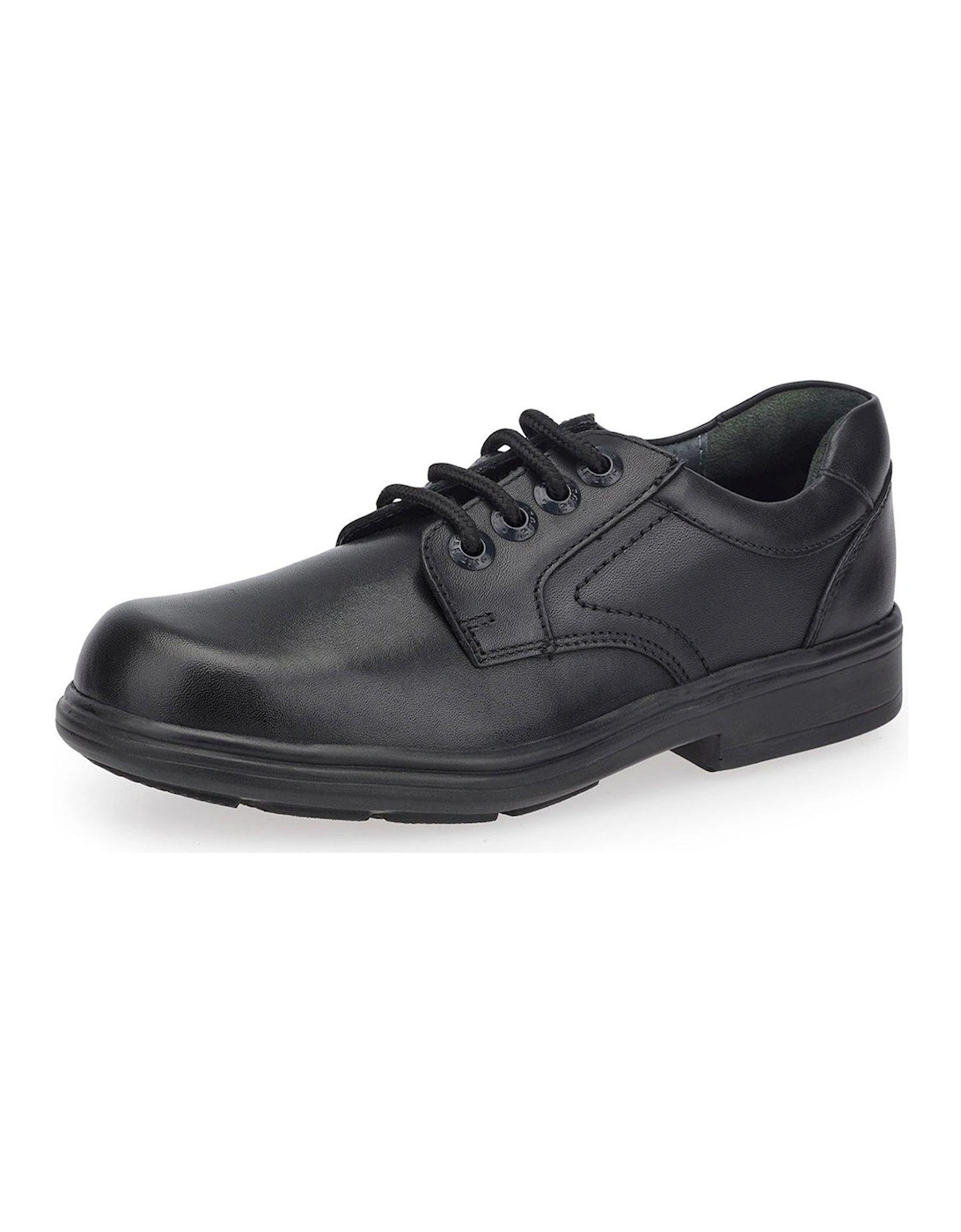 Isaac Boys Black Leather Lace Up School Shoes, 2 of 1
