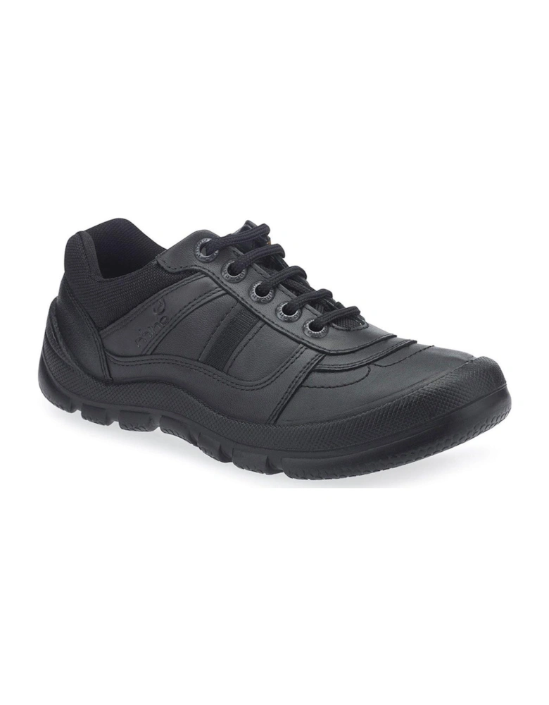 Boys Rhino Sherman Leather Lace Up School Shoes - Black