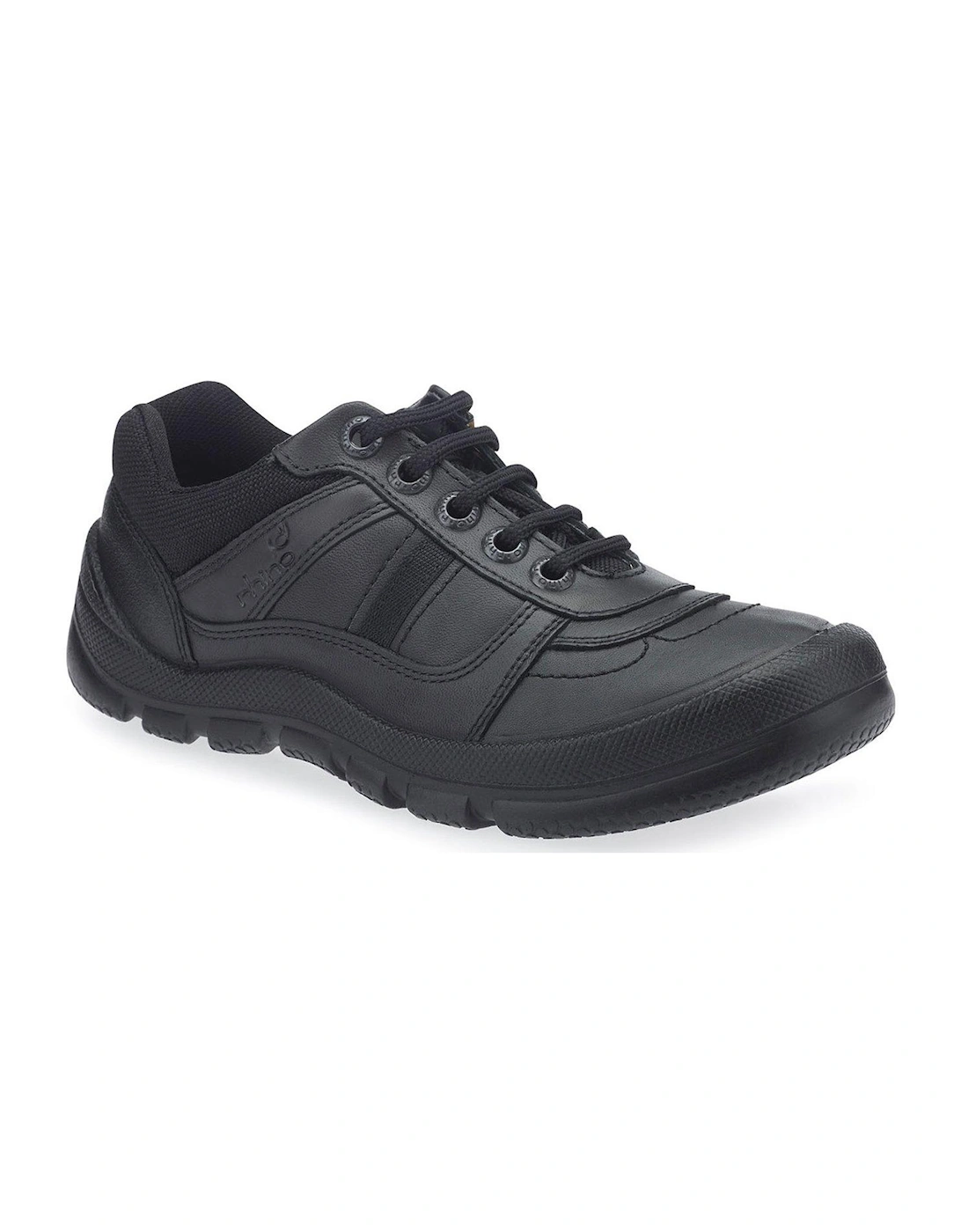 Boys Rhino Sherman Leather Lace Up School Shoes - Black, 2 of 1