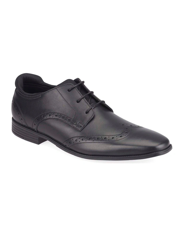 Boys Tailor Leather Smart Lace Up School Shoes - Black