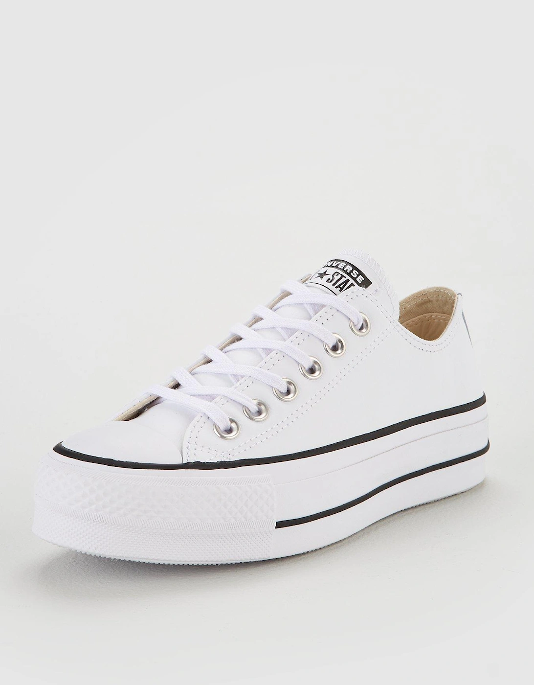 Womens Leather Lift Ox Trainers - White/Black, 2 of 1