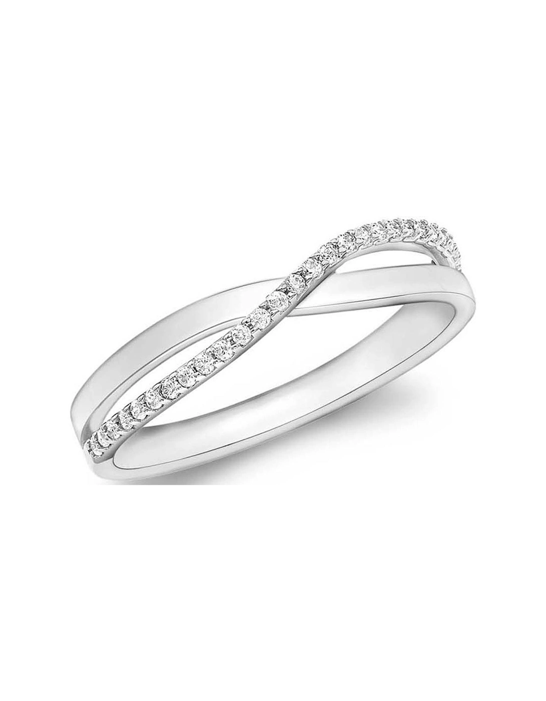 9ct White Gold Cubic Zirconia Crossover Ring, 2 of 1