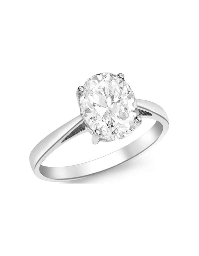 9ct White Gold Cubic Zirconia Oval Solitaire Ring