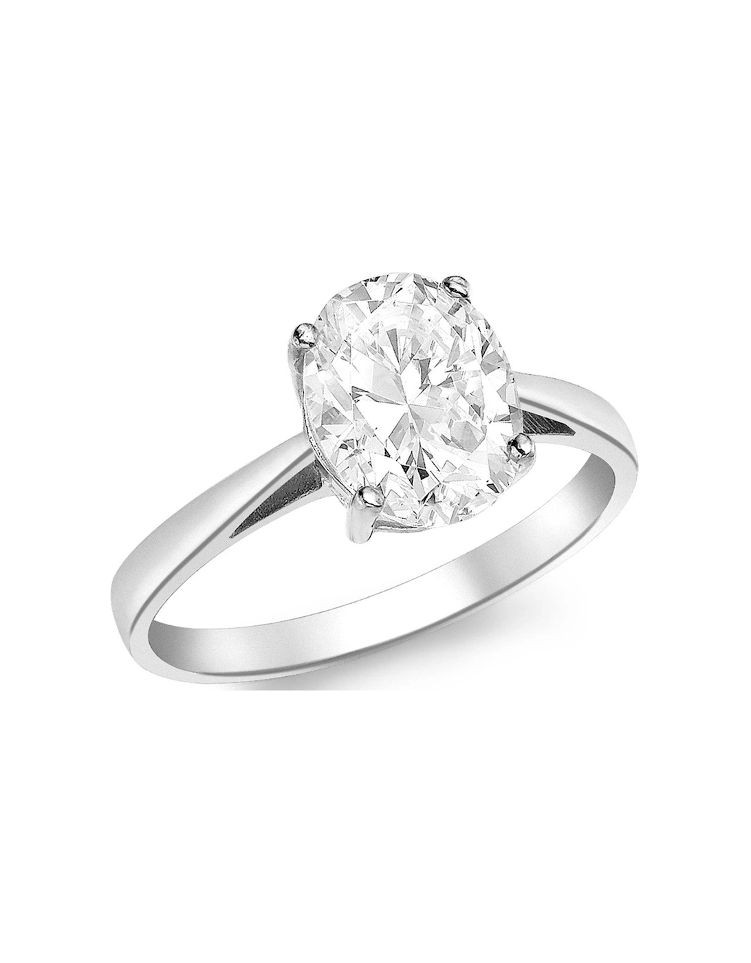 9ct White Gold Cubic Zirconia Oval Solitaire Ring, 2 of 1