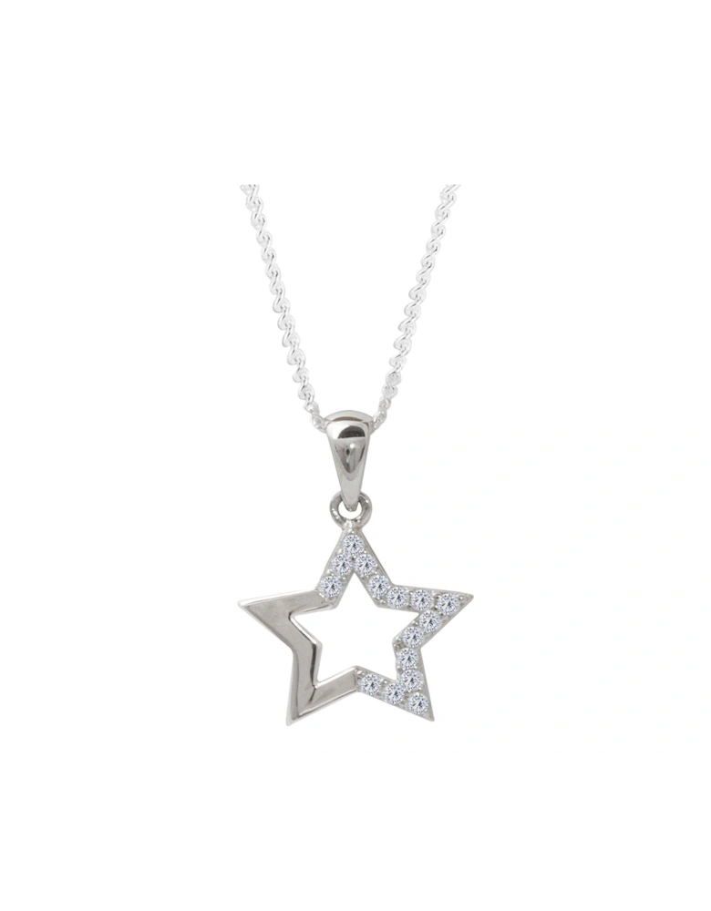 Sterling Silver Cubic Zirconia Star Pendant Necklace