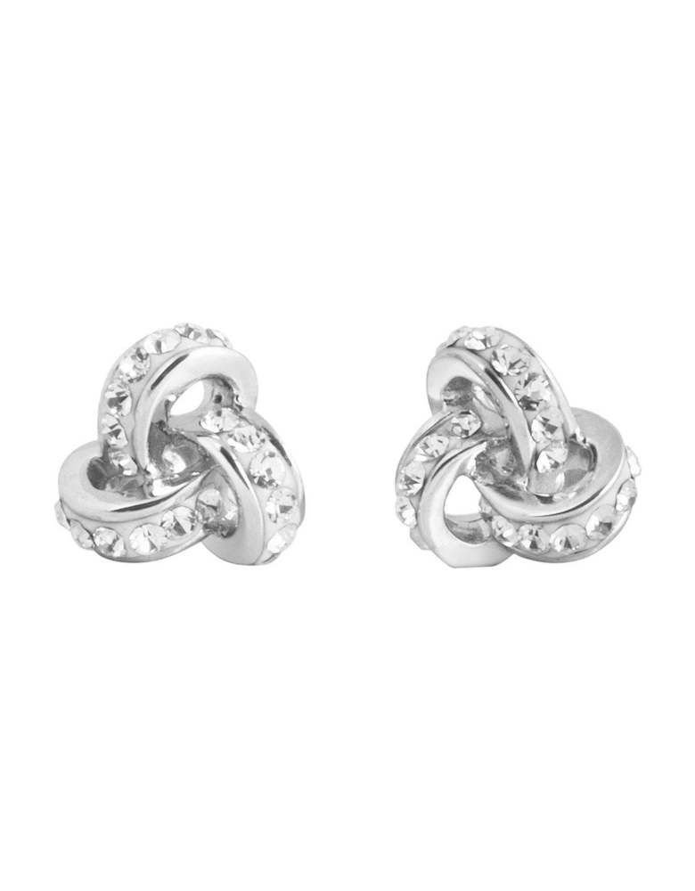 Sterling Silver Crystal Triple Knot Stud Earrings