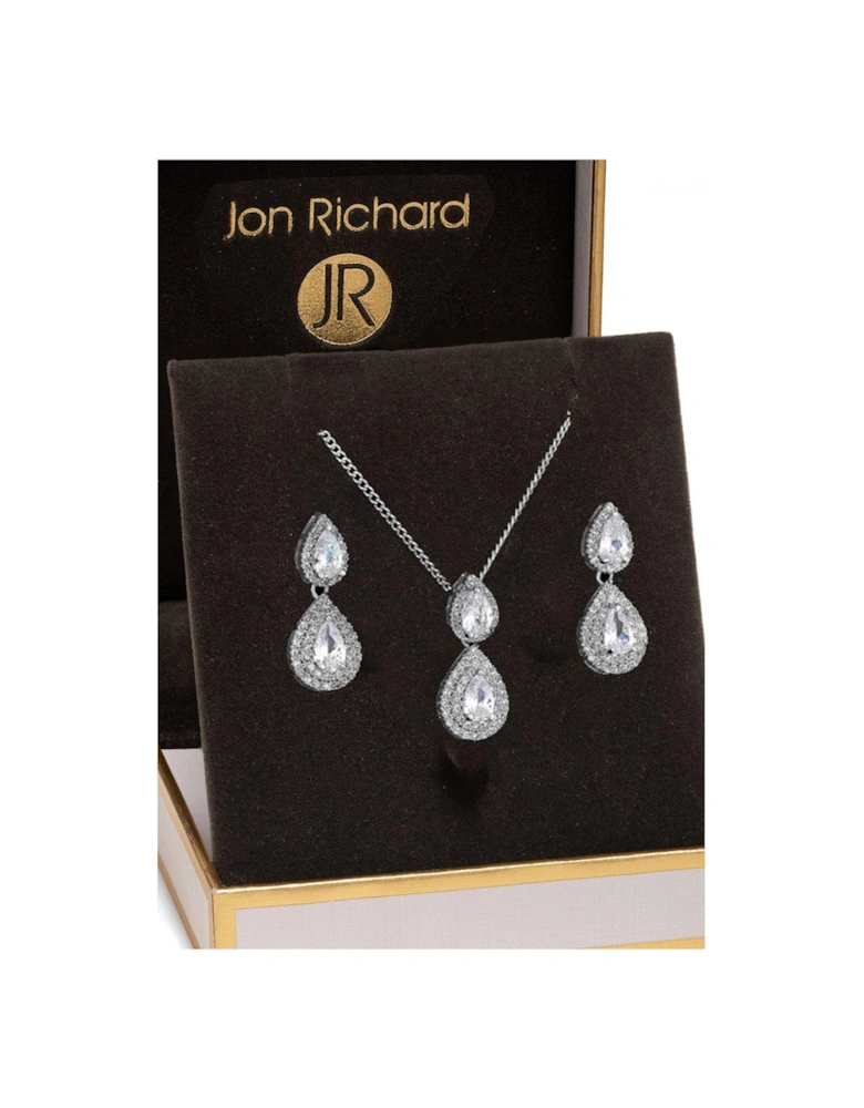 Double Pear Drop Pendant and Earring Set