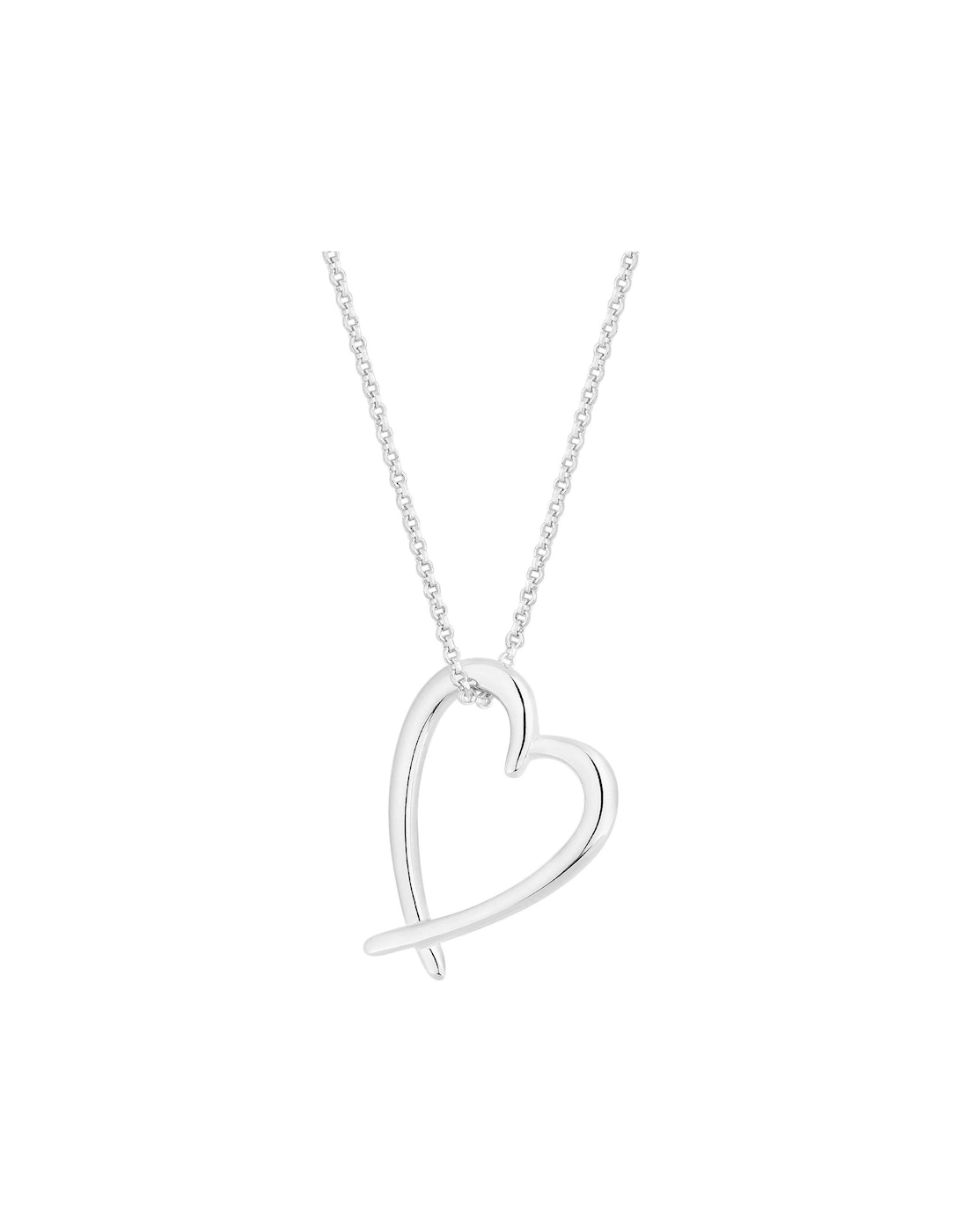 Sterling Silver 925 Open Heart Pendant Necklace, 2 of 1