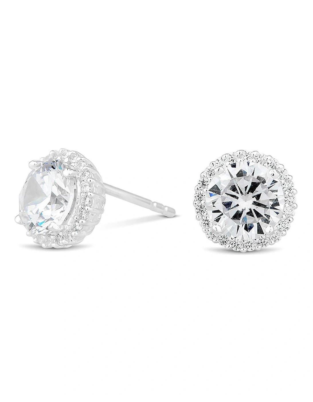 Sterling Silver 925 with Cubic Zirconia Halo Stud Earrings, 2 of 1