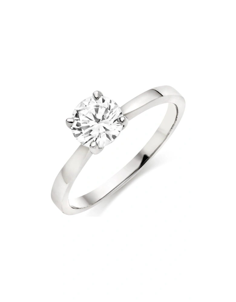9ct White Gold Cubic Zirconia Solitaire Ring
