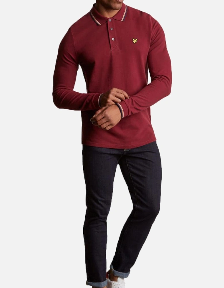 Lyle & Scott Long Sleeve Tipped Polo Shirt - Burgundy Claret Jug