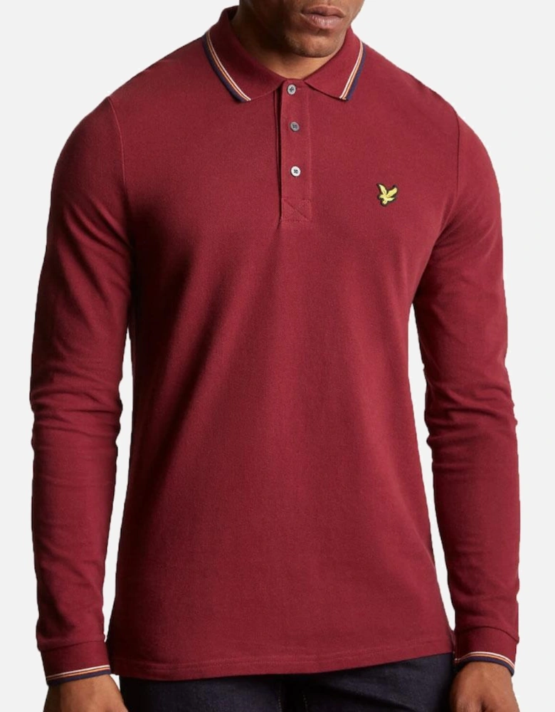 Lyle & Scott Long Sleeve Tipped Polo Shirt - Burgundy Claret Jug