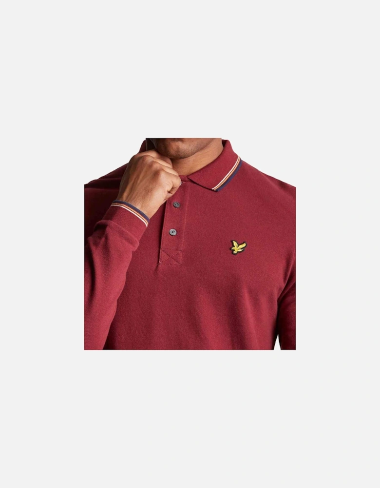 Lyle & Scott Long Sleeve Tipped Polo Shirt - Burgundy Claret Jug