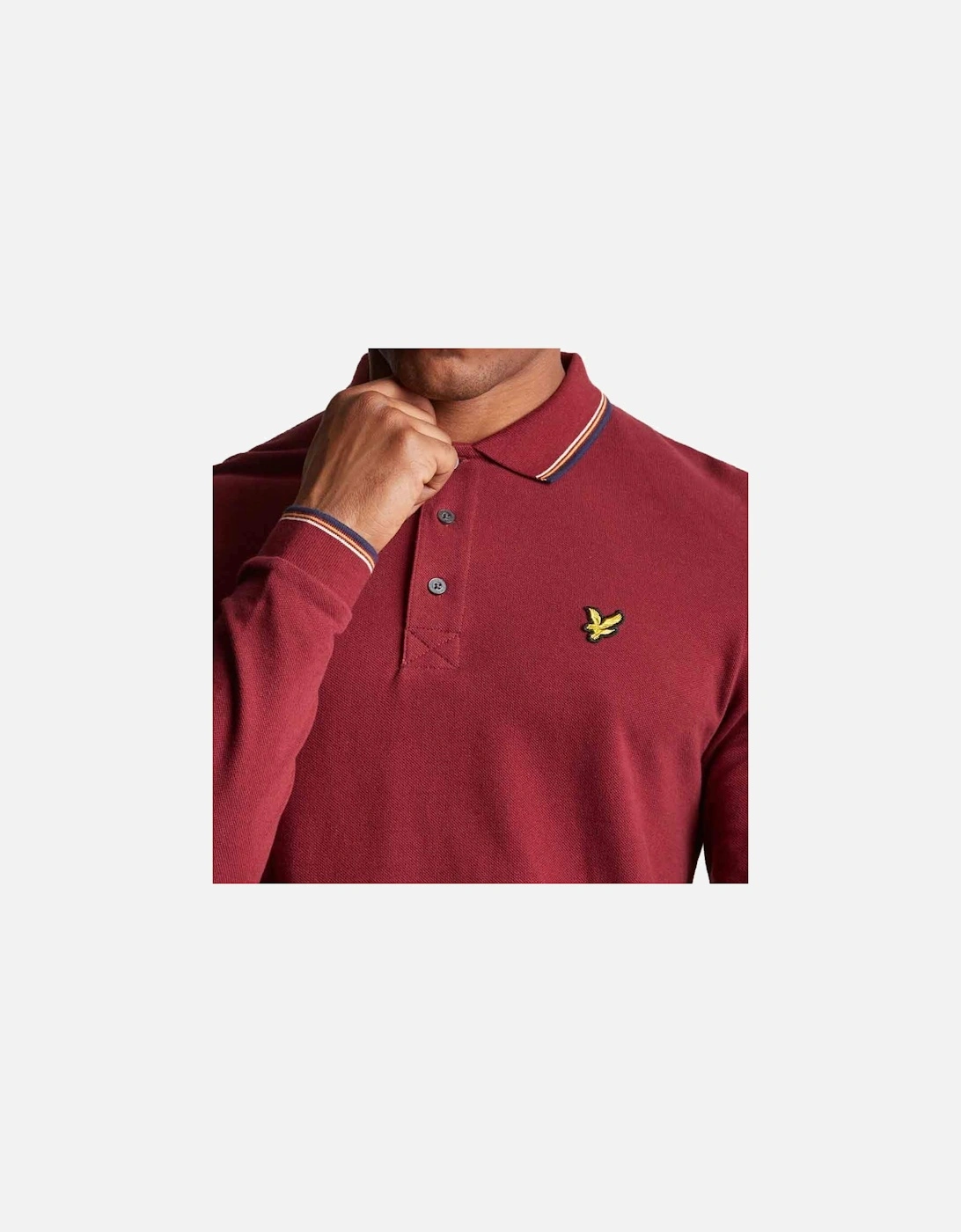 Lyle & Scott Long Sleeve Tipped Polo Shirt - Burgundy Claret Jug