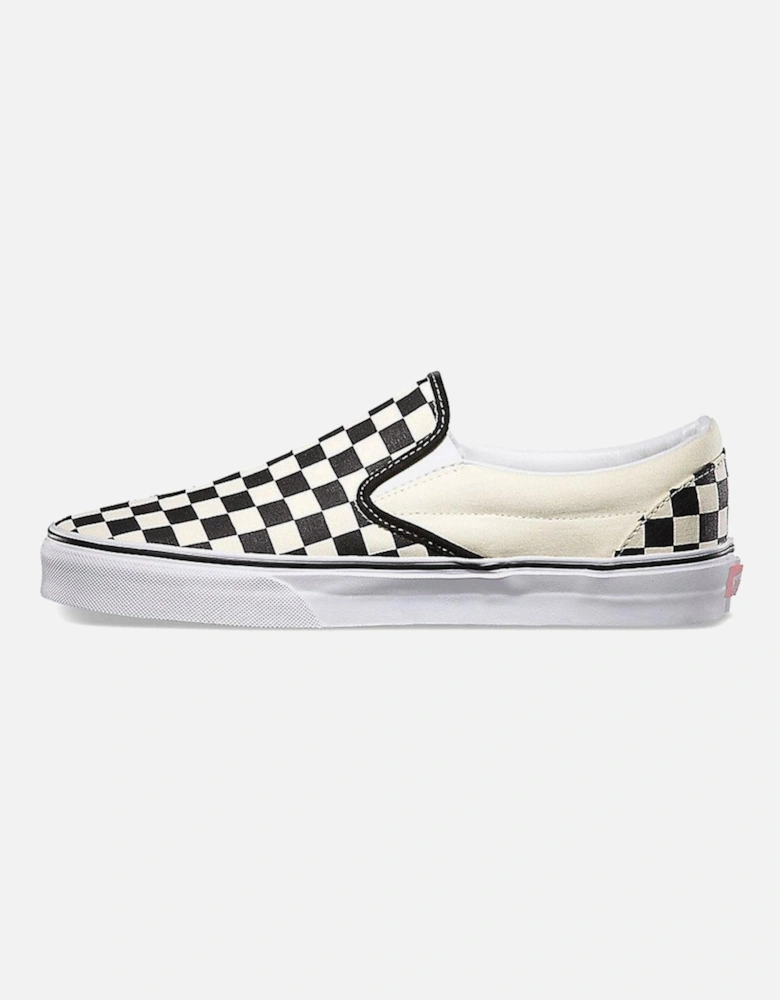 Classic Slip On Canvas Checkerboard Trainers -  Black / White