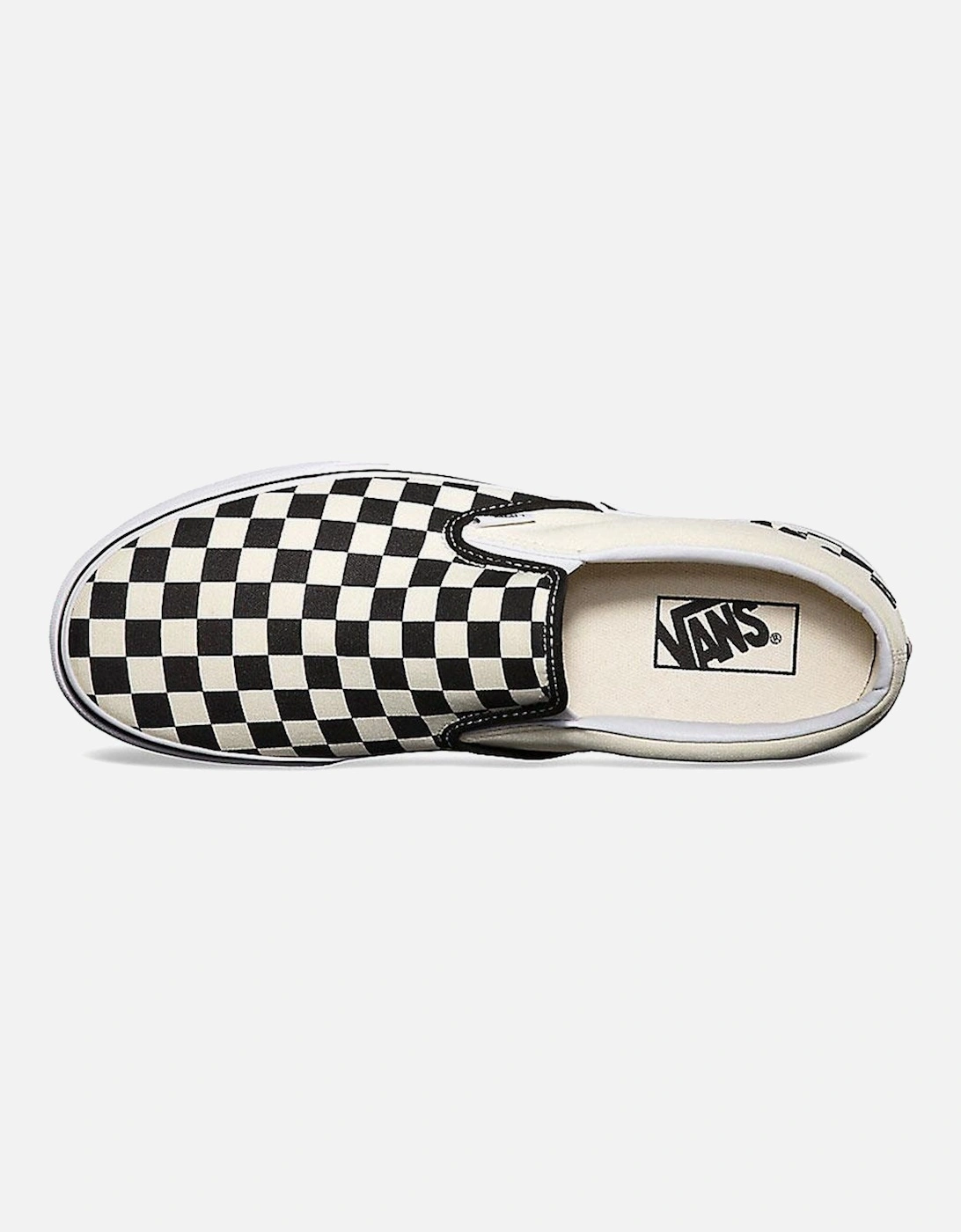 Classic Slip On Canvas Checkerboard Trainers -  Black / White