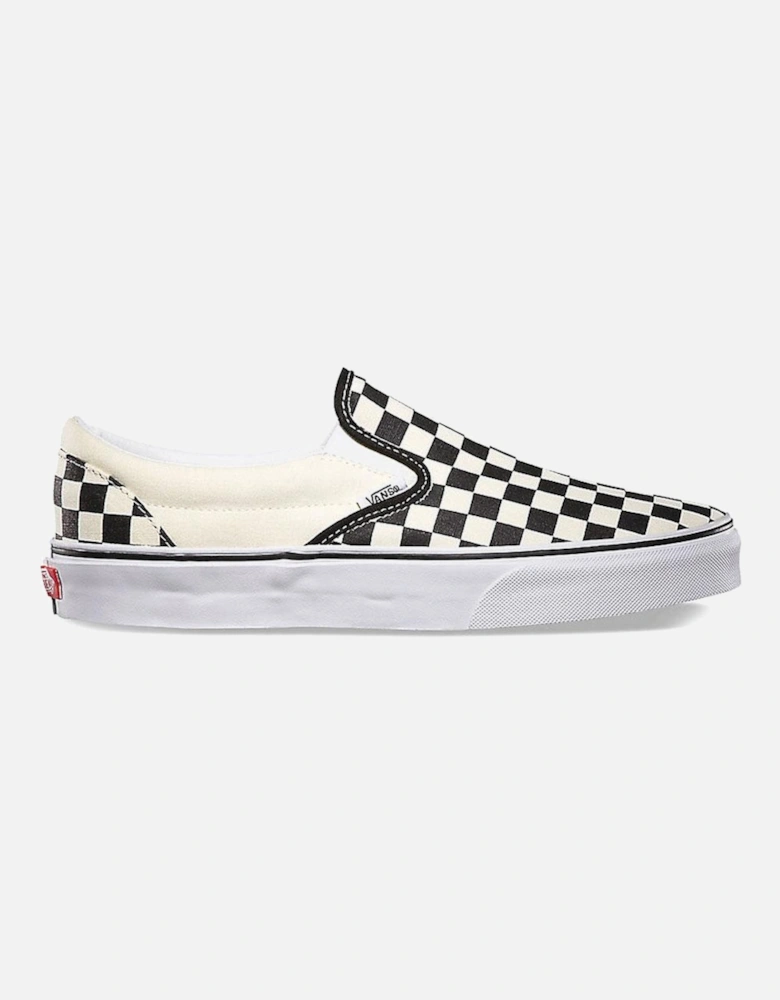 Classic Slip On Canvas Checkerboard Trainers -  Black / White