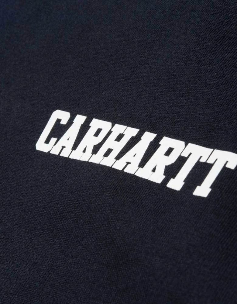 Carhartt S/S College Script T-Shirt - Dark Navy / White