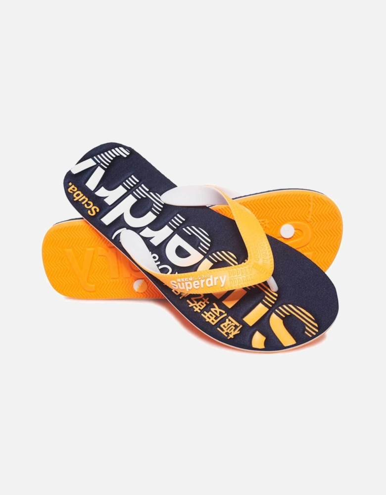 Scuba Logo Faded Flip Flops Dark - Navy / Fluro Orange