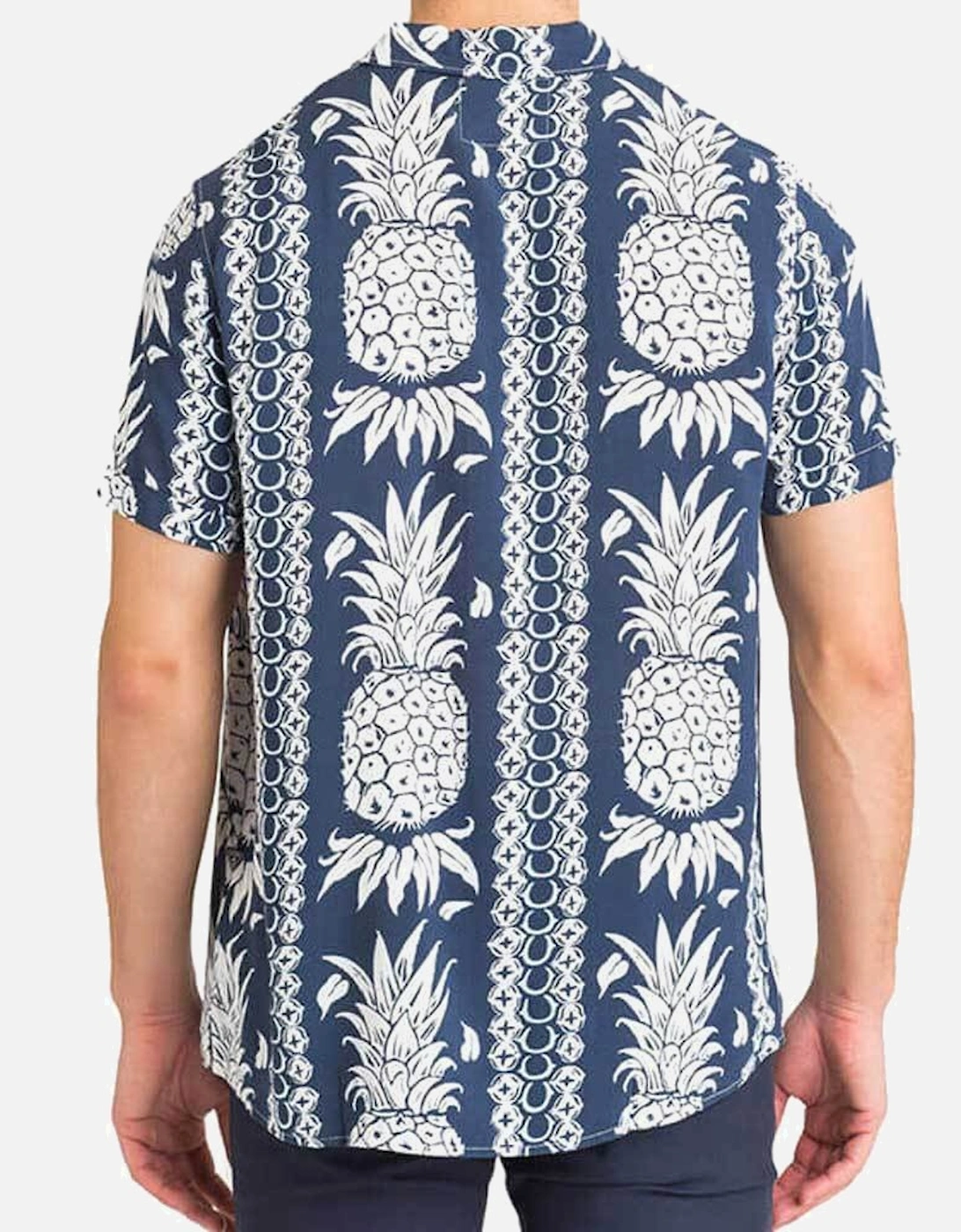 Mens Hawaiian Print Short Sleeve Shirt -  Blue