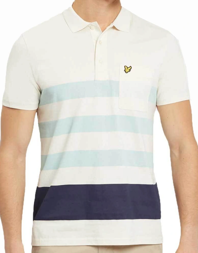 Wide Stripe Polo Shirt - Seashell White