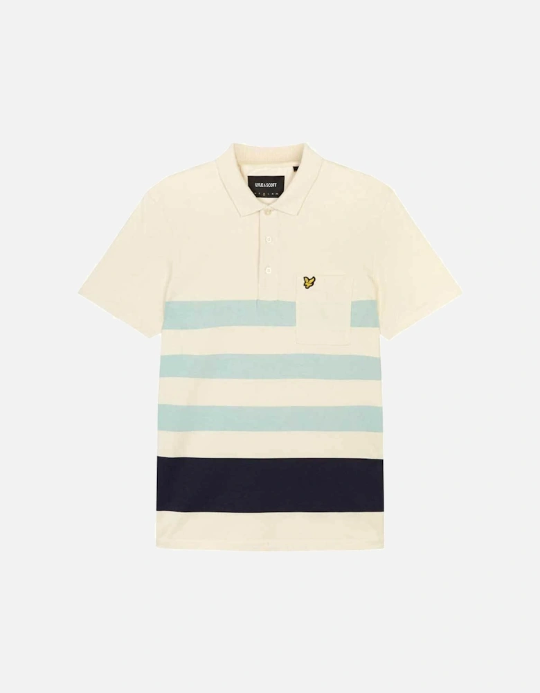 Wide Stripe Polo Shirt - Seashell White