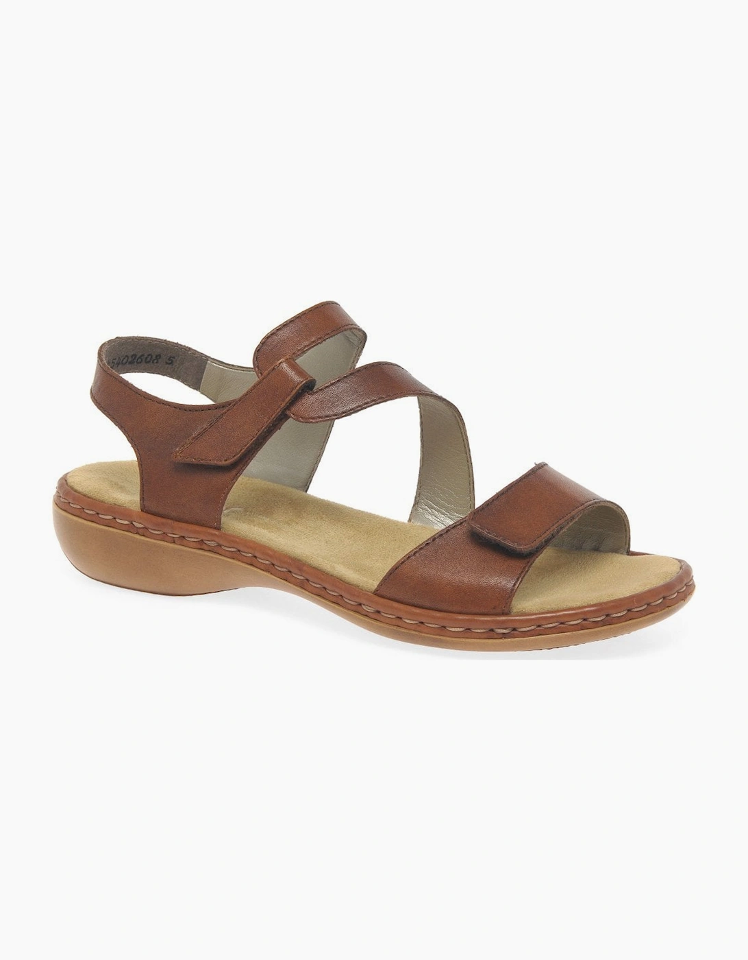 Rieker Women's Tan Leather Sphere Riptape Sandals  4 4/37