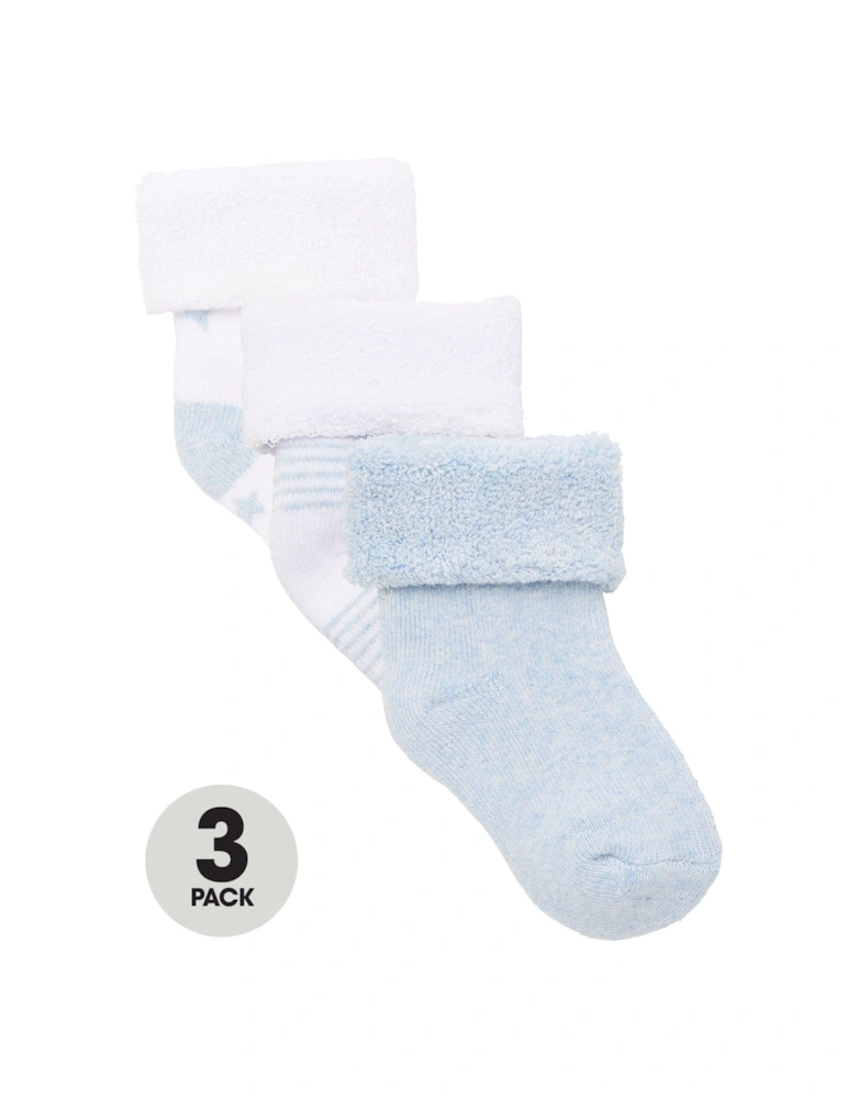Baby Boy 3 Pack Little Star Terry Socks - Blue