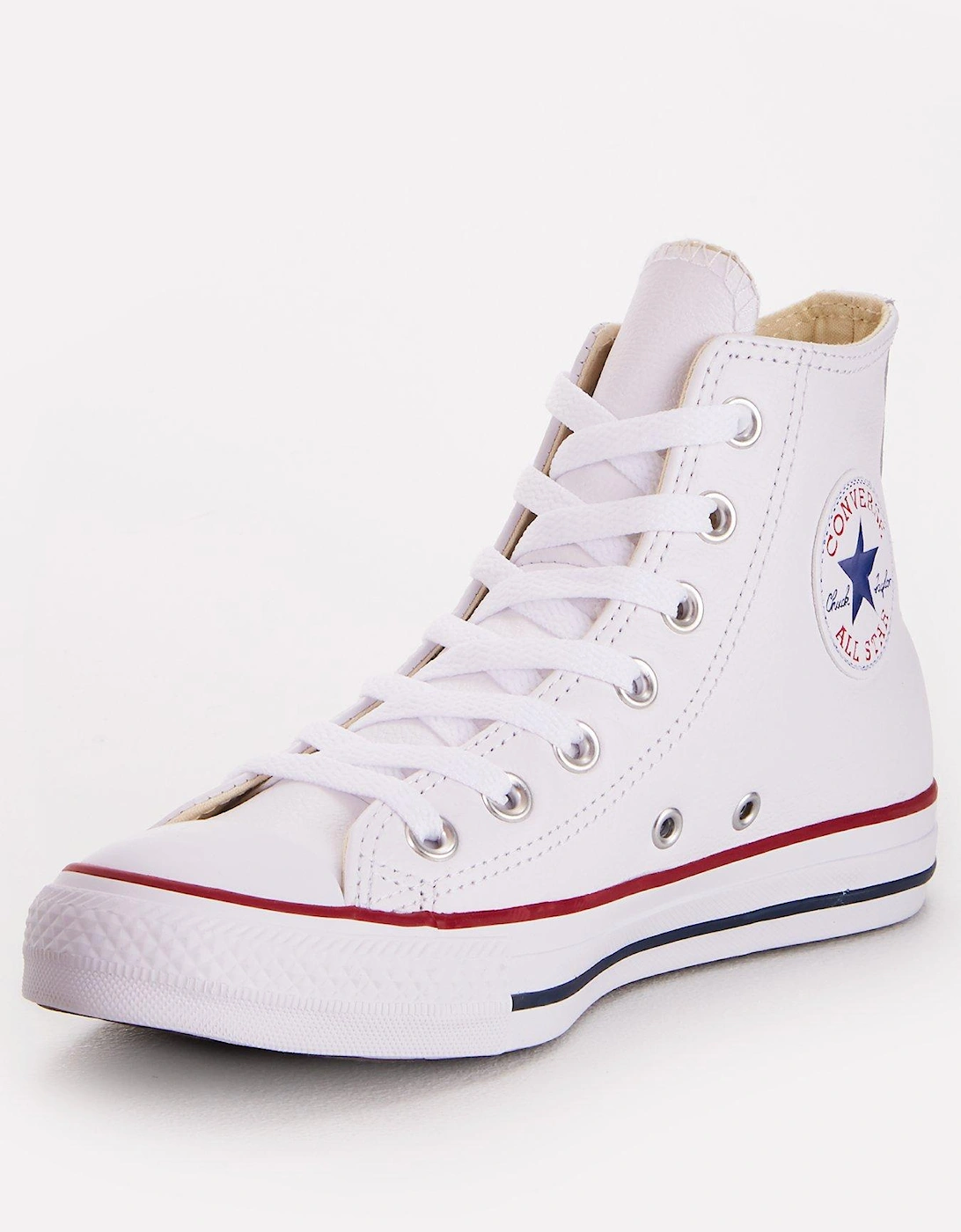 Unisex Leather Hi Top Trainers - White, 7 of 6