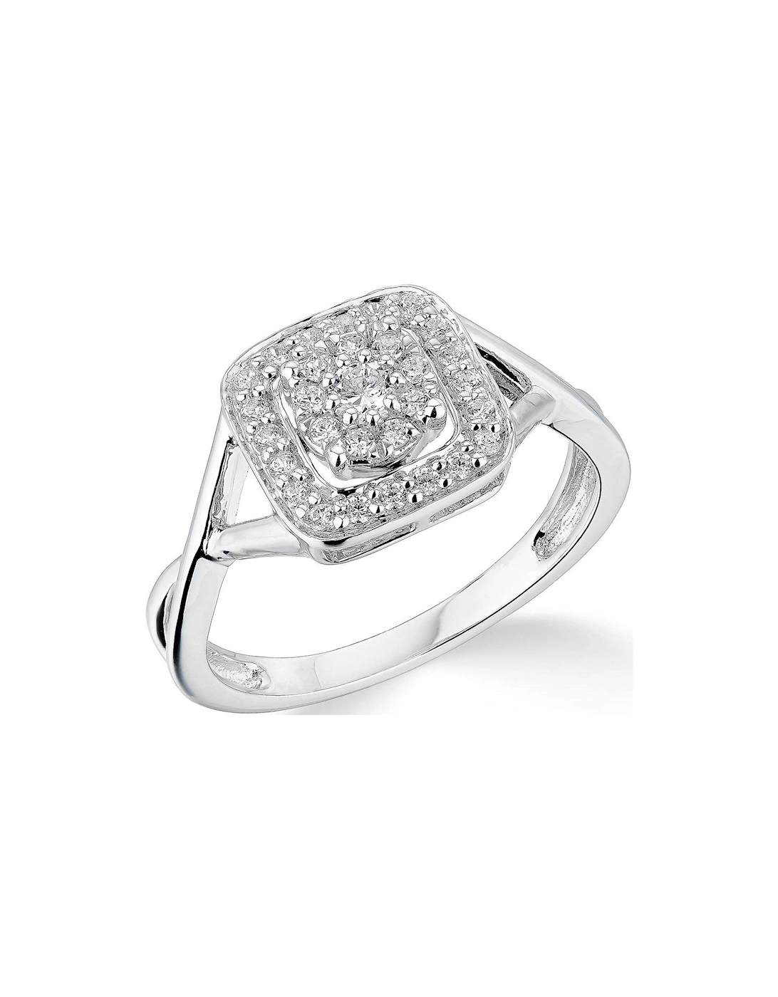 9K White Gold 0.33ct Diamond Halo Cluster Ring, 3 of 2