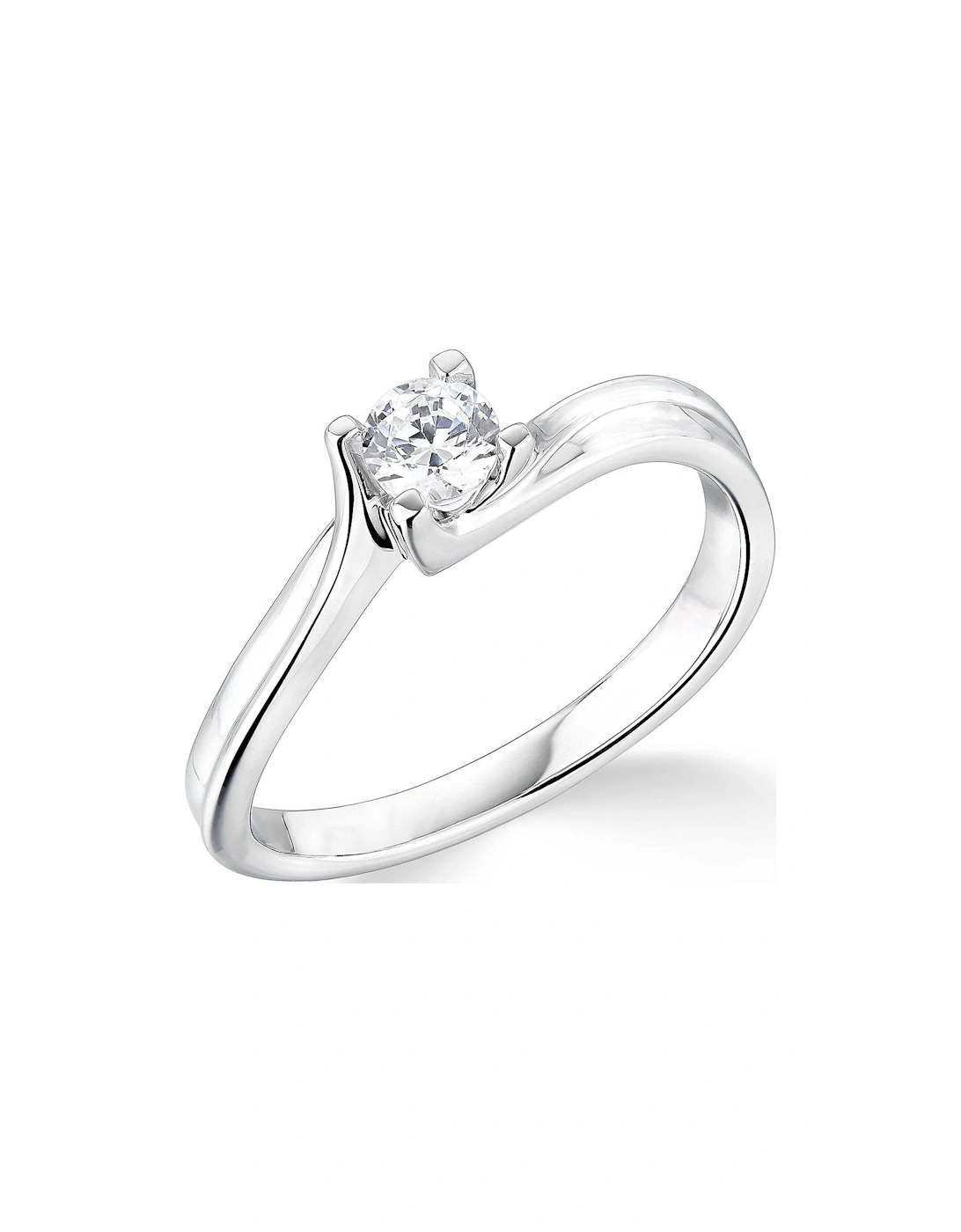 9ct White Gold 4 Claw Twist Design 0.25ct Diamond Solitaire Ring, 3 of 2