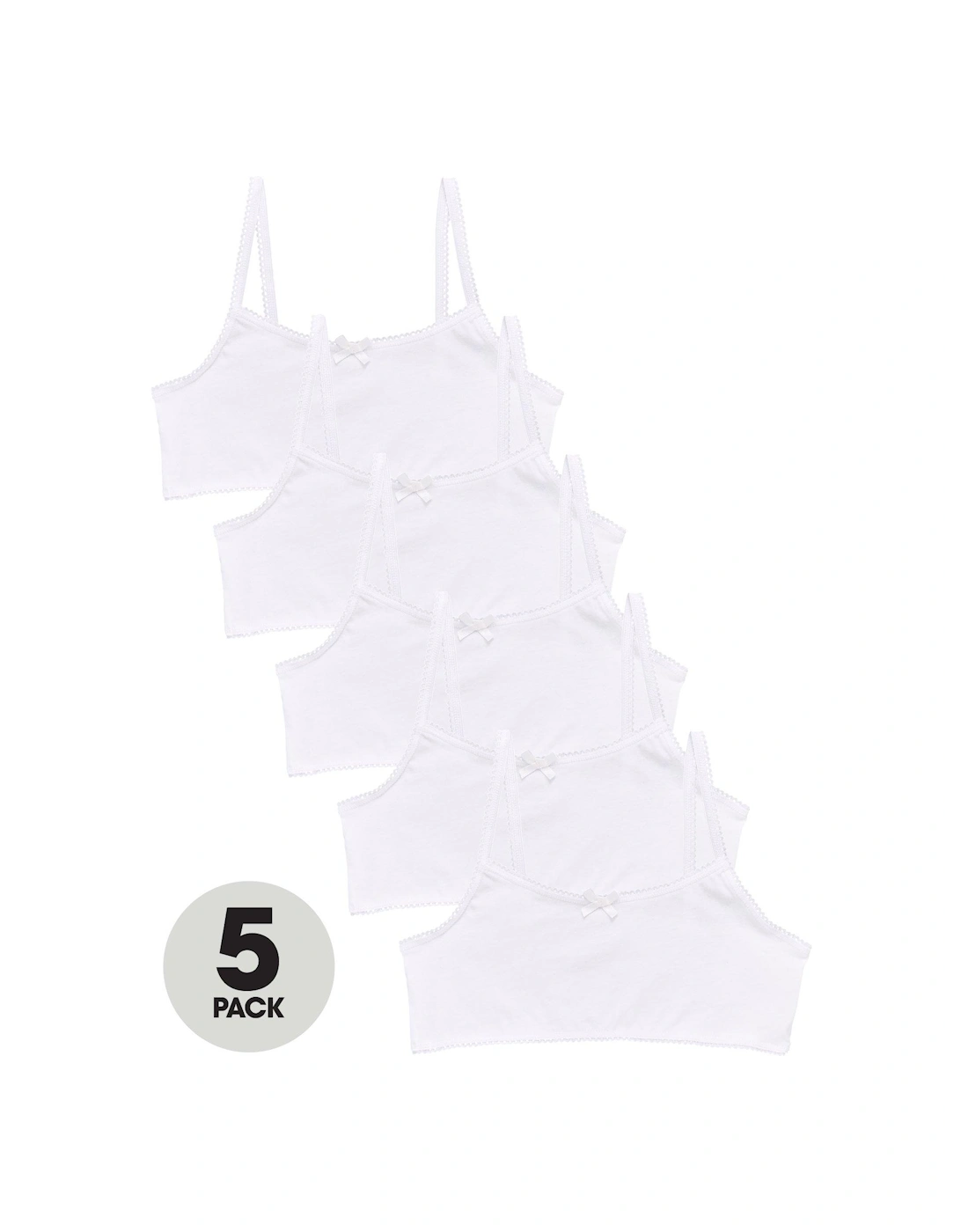 Girls 5 Pack Plain School Crop Tops - White, 2 of 1