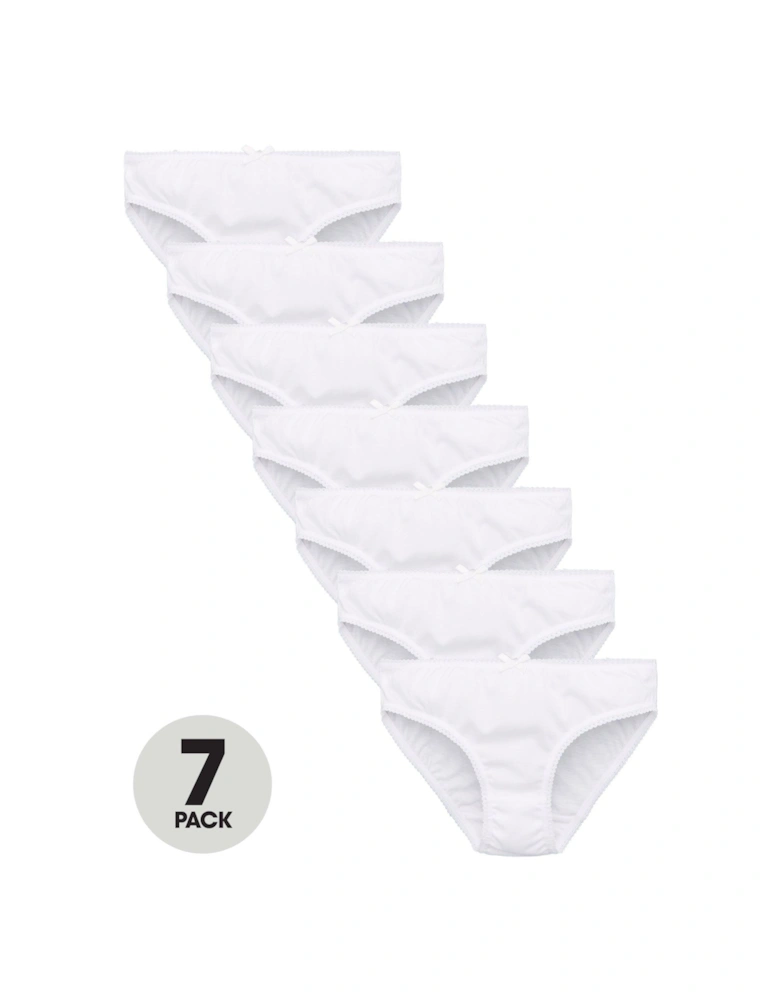 Girls 7 Pack Plain School Briefs - White