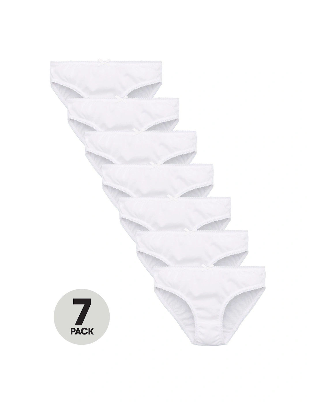 Girls 7 Pack Plain School Briefs - White, 4 of 3