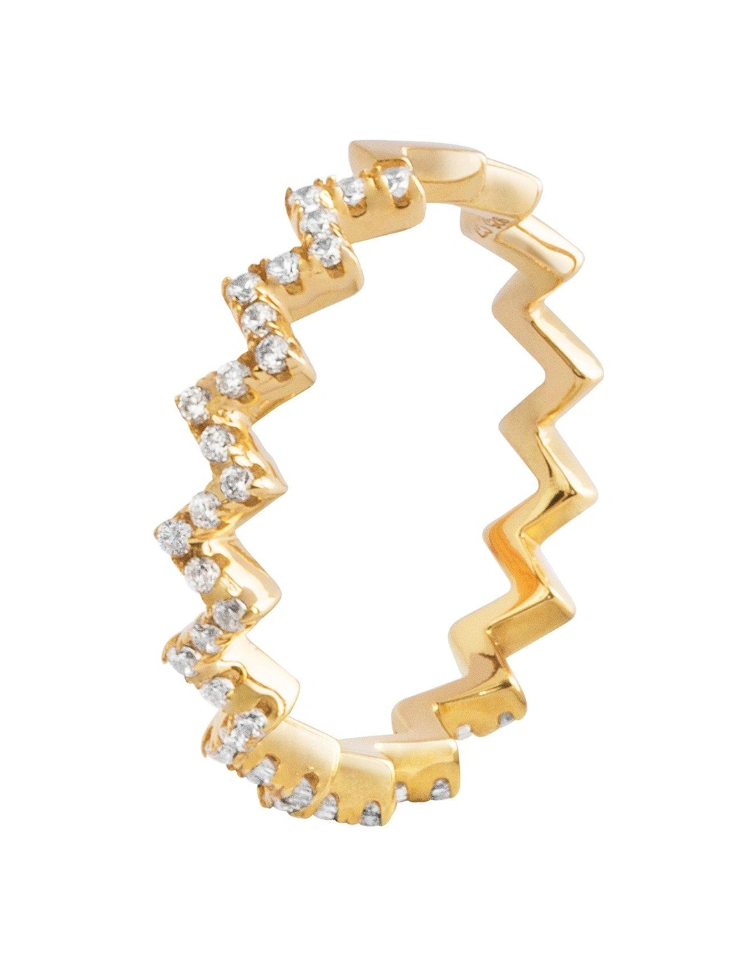 18ct Gold Plated Silver Cubic Zirconia zig-zag ring, 2 of 1