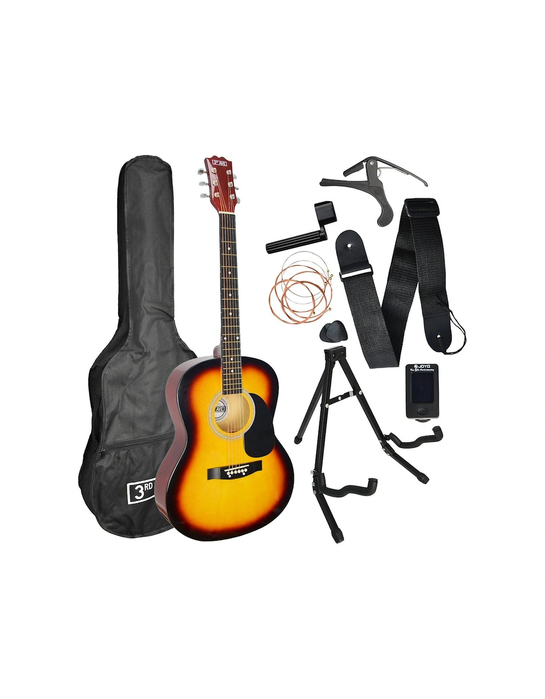 Full Size 4/4 Acoustic Guitar Pack for Beginners - 6 Months FREE Lessons - Sunburst, 2 of 1