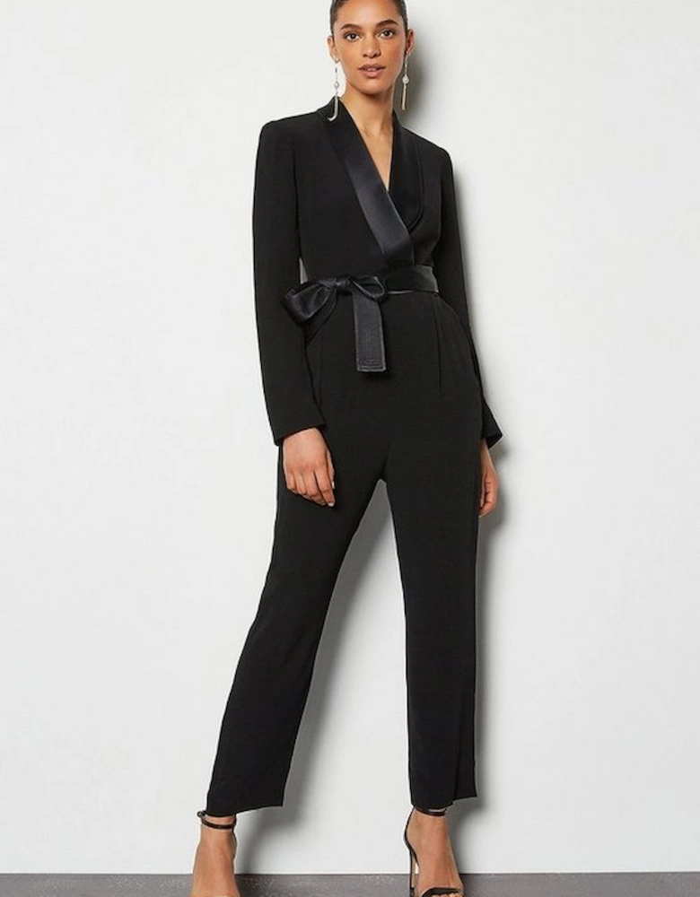 Tailored Tuxedo Wrap Jumpsuit