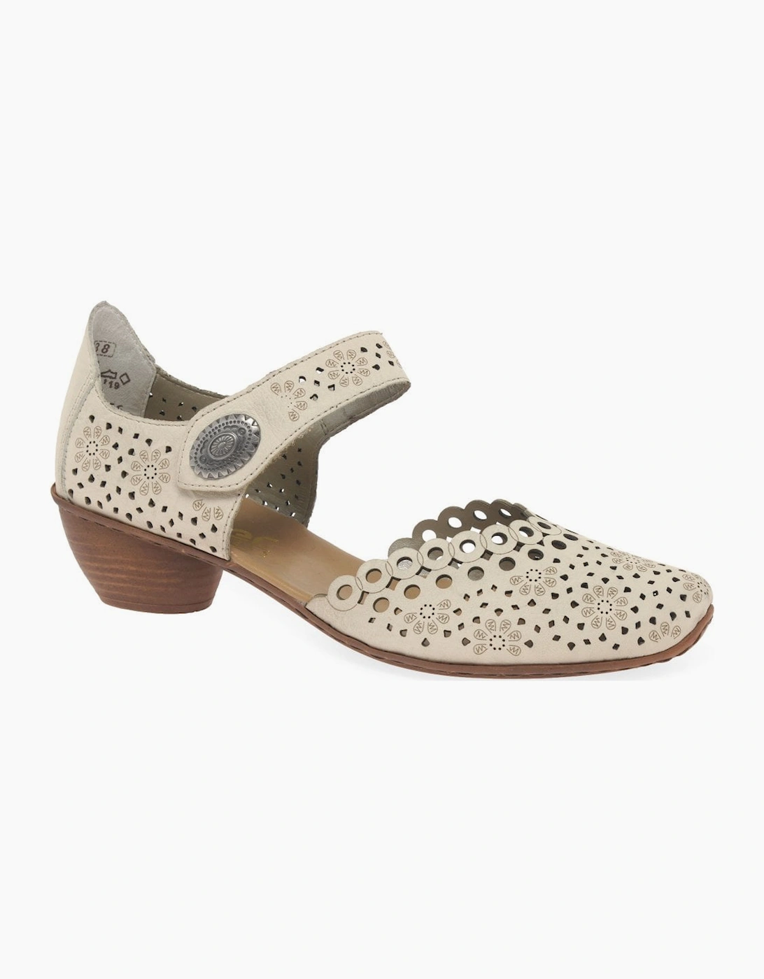 Rieker Women's Cream Leather Pia Open Court Shoes - Size: 8/D