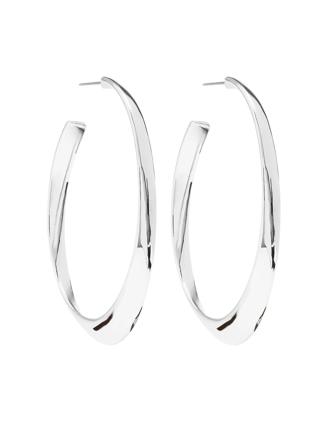 Silver Plated Polished Oval Hoop Earrings, 2 of 1