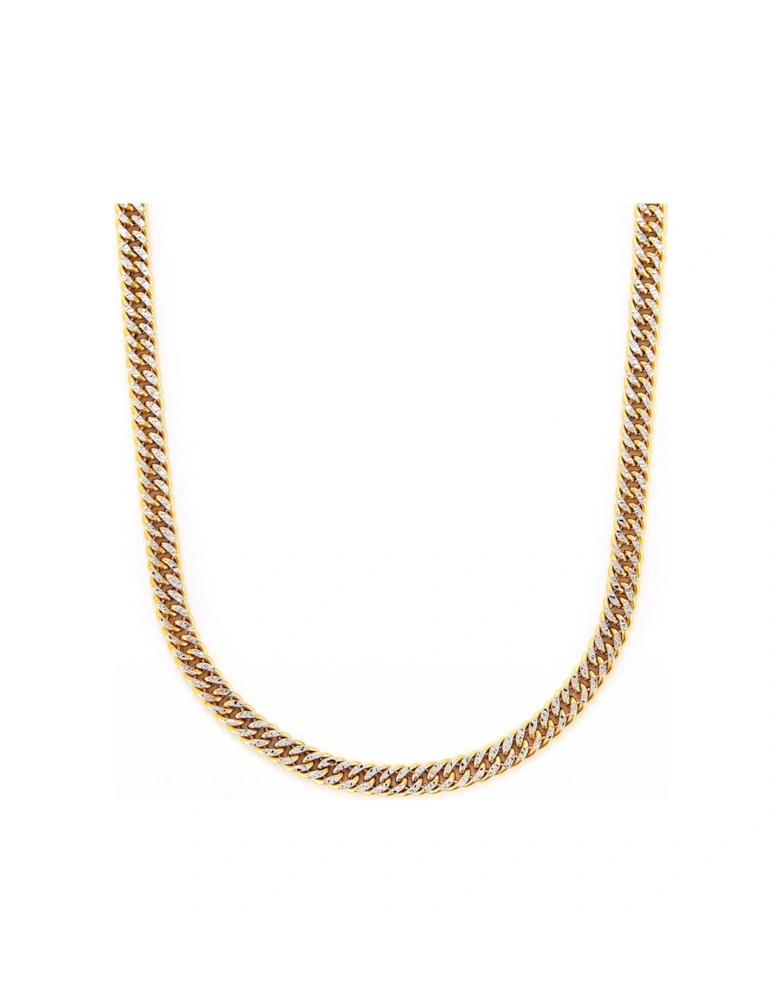 9ct Gold Pave Curb 18 Inch Chain Necklace