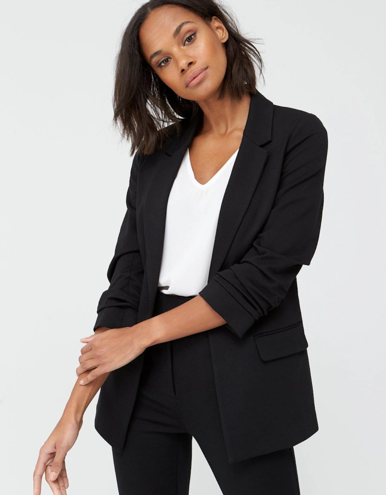 Ultimate Ruched Sleeve Blazer - Black