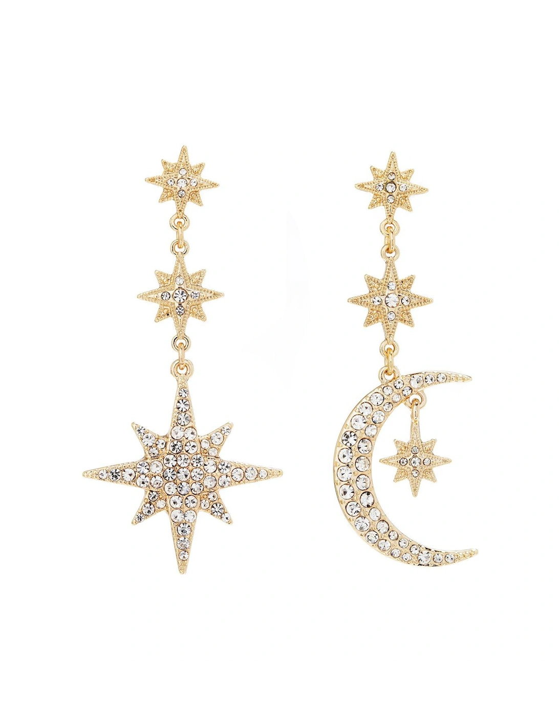 Gold Plated Mix And Match Stars And Moon Drop Earrings, 2 of 1