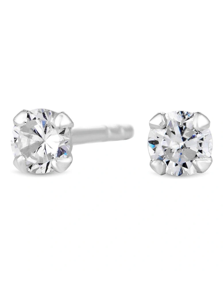 Sterling Silver 925 with Cubic Zirconia 3mm Brilliant Round Stud Earrings
