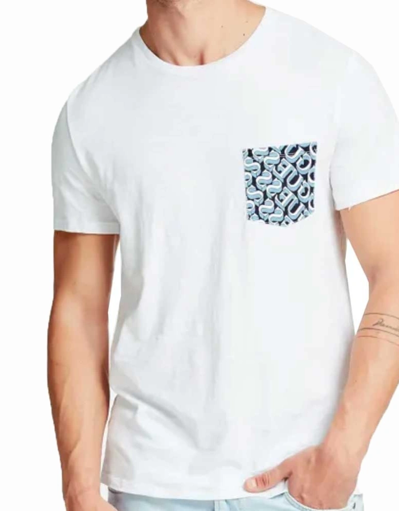 T Shirt CN Printed Pocket Tee - White M0GI68K6XN0