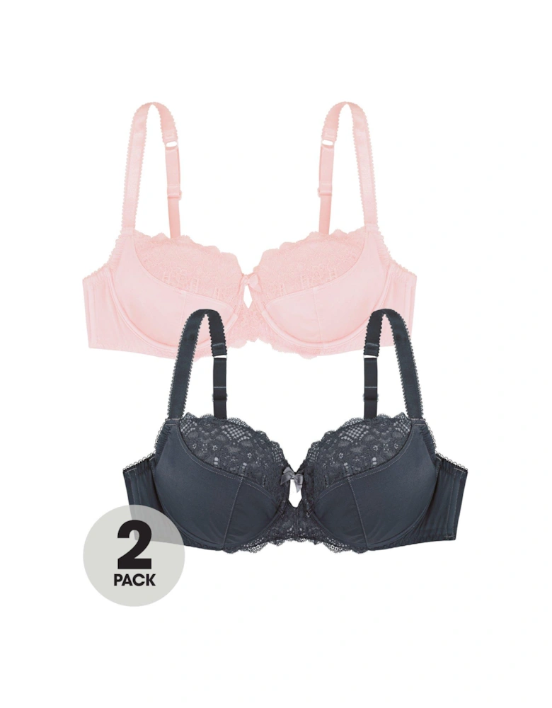 Exclusive Celine 2 Pack Non Padded Bra - Grey/Pink